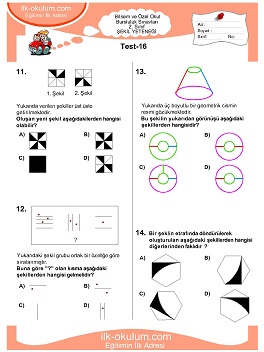 ilkokul 1. Sınıf Bilsem Zeka Testi 